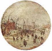 AVERCAMP, Hendrick Winter Landscape with Skaters  fff painting